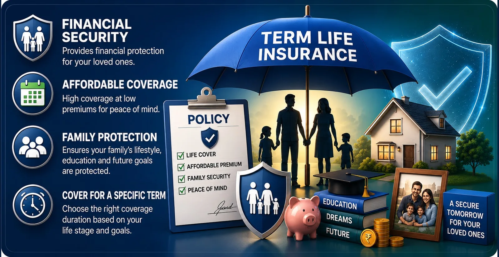 Term life insurance protection overview for family security, affordable coverage, and specific term protection